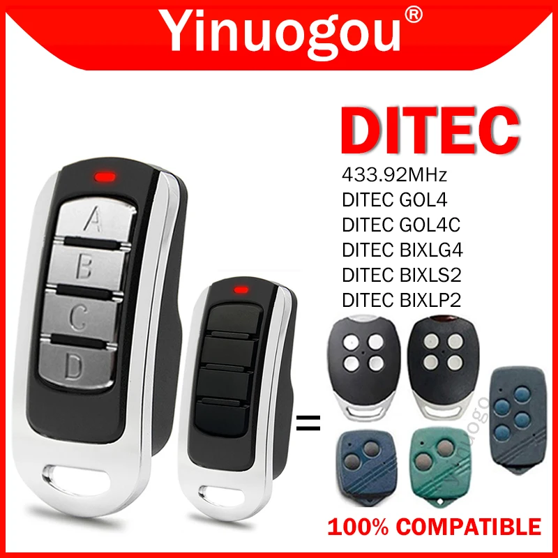 DITEC GOL4 GOL4C BIXLG4 BIXLS2 BIXLP2 차고 문 원격 제어 433.92MHz 고정 코드 롤링 코드 게이트 원격 제어 433MHz