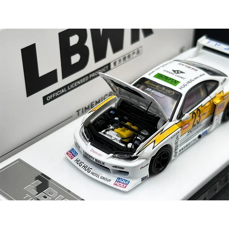 

TimeMicro 1:64 LBWK Silvia S15 открытая капота желтая молния литые модели автомобилей коллекционные миниатюрные игрушки TM