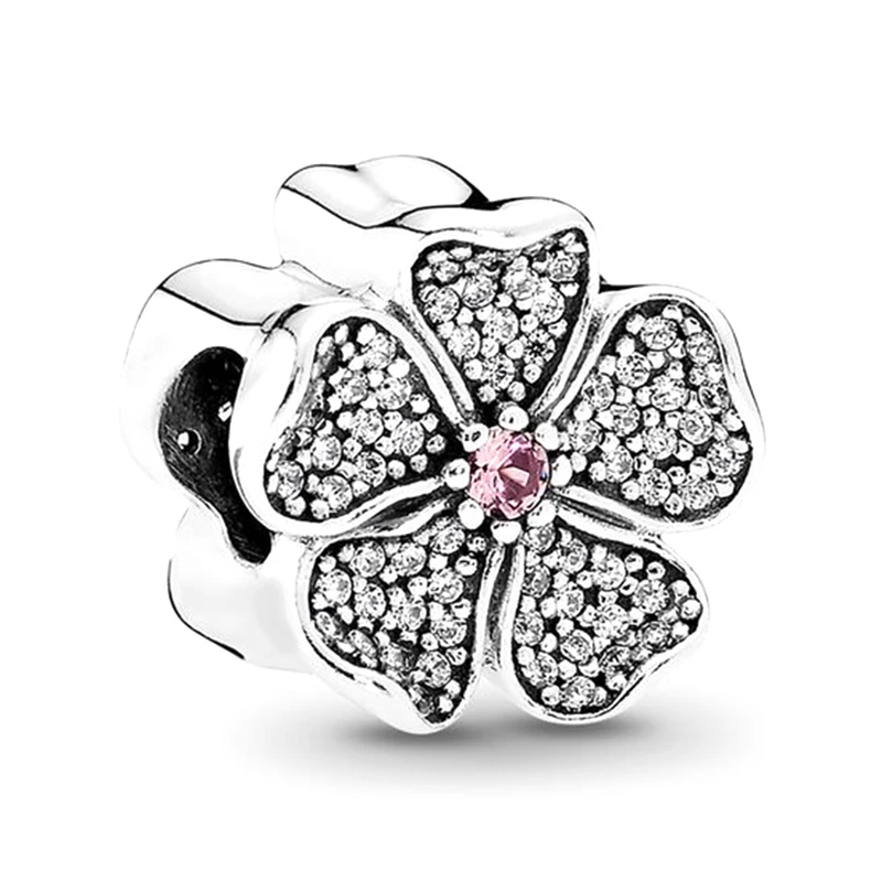 10Pcs/lot Luxury Pink Enamel Flower Charms Beads Pendant Fit DIY Bracelets Bangles For Women Girlfriend Jewelry Making Wholesale