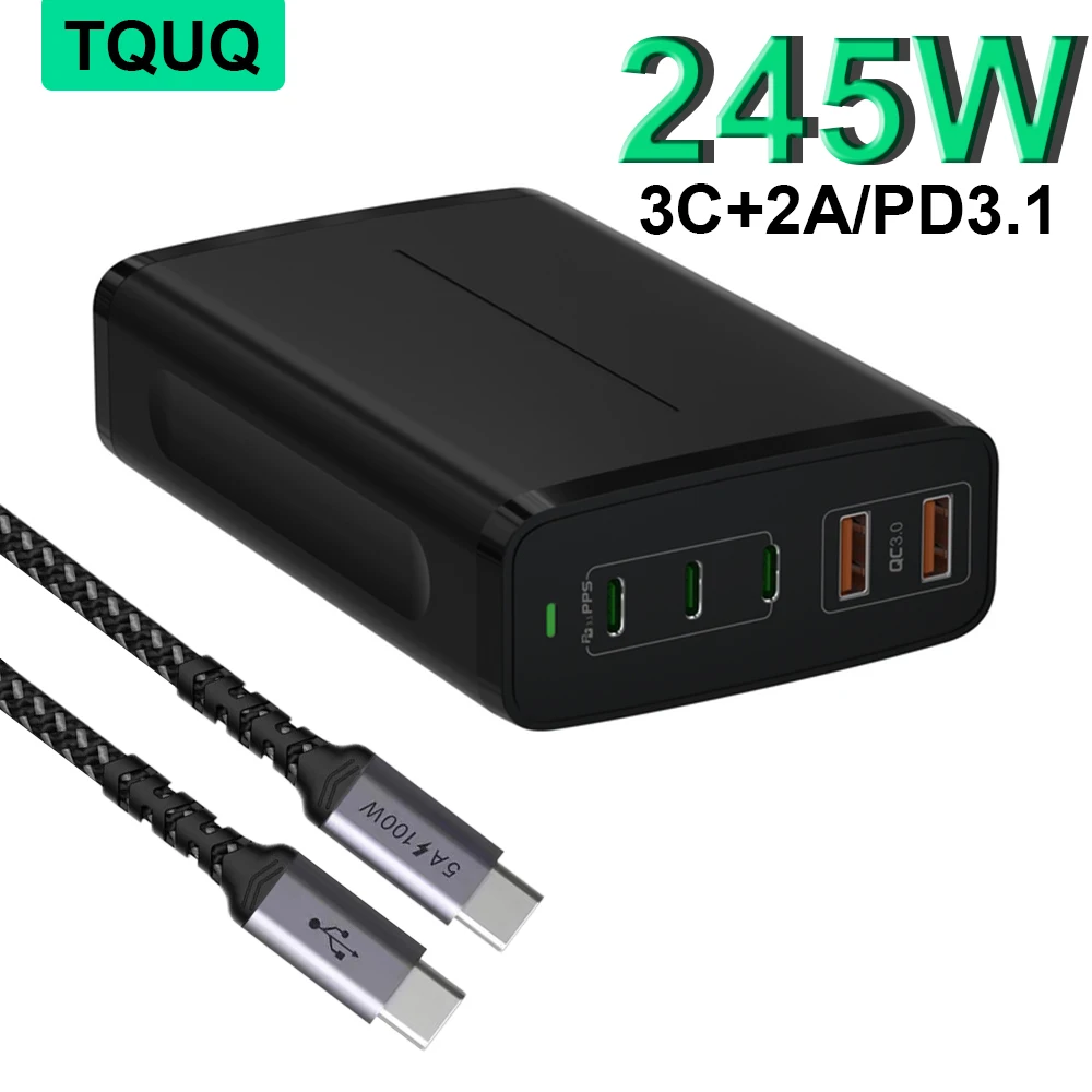 Зарядное устройство TQUQ, 245 ВТ, USB Type-C, PD 3,1 PPS QC4 +