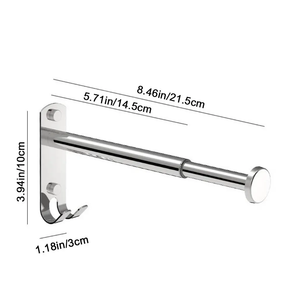 2Pcs Stainless Steel Clothes Hanger Storage Rack Wall-mounted Foldable Clothes Drying Hanger Punch-free Waterproof Tissue Holder