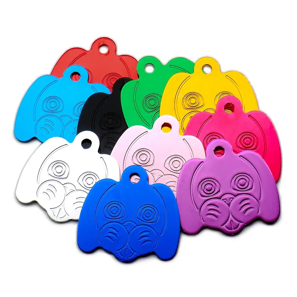 Wholesale 100Pcs Personalized Dog Head Pattern Pet ID Tag Engraved