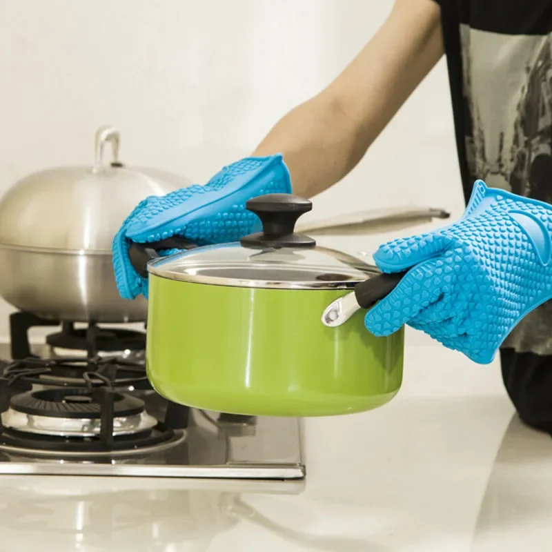 New Hand Bake Silicone Gloves Microwave Oven Baking Gloves Kitchen  Anti-scald Anti-slip Silicone BBQ Oven Pot Holder