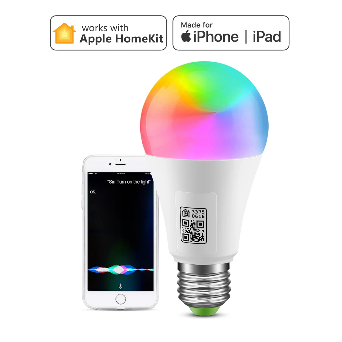 Lampadina LED intelligente WiFi Homekit certificata MFI originale GU10 E14 E27 Lampada RGB Controllo vocale Siri Apple Homekit Alexa Google Home
