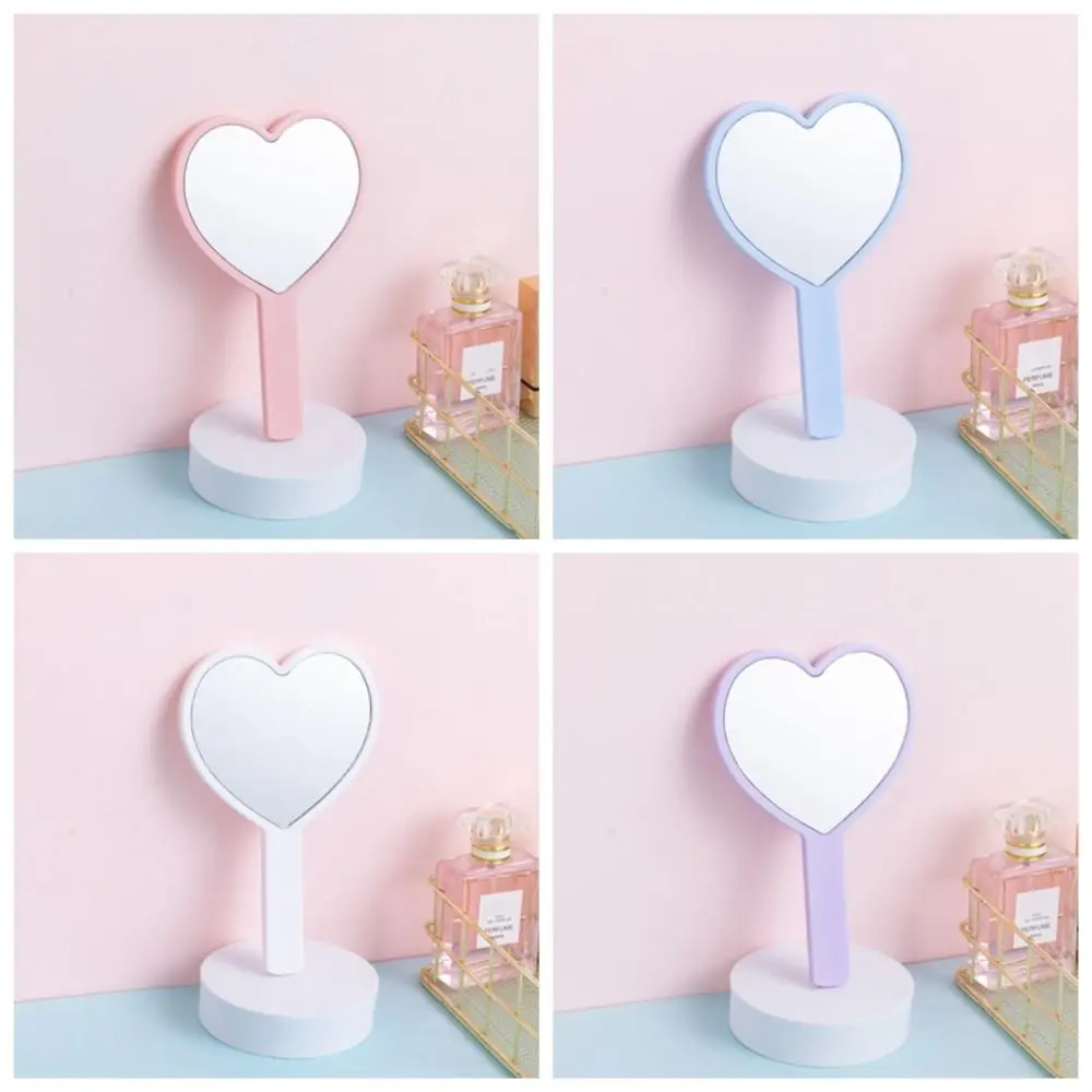Durable Cute Heart Handle Mirror Sweet Personalized Love Makeup Mirror High Definition Compact Vanity Mirror Women