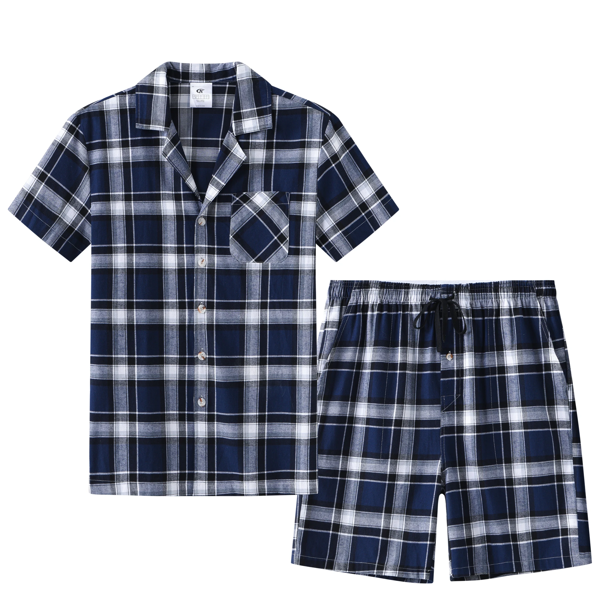 Men Summer Short Pajama Set 2Pcs Cotton Breathable Crop Pajama Short Sets Bottoms & Tops Cozy Suit for Home Outdoor pajama sets