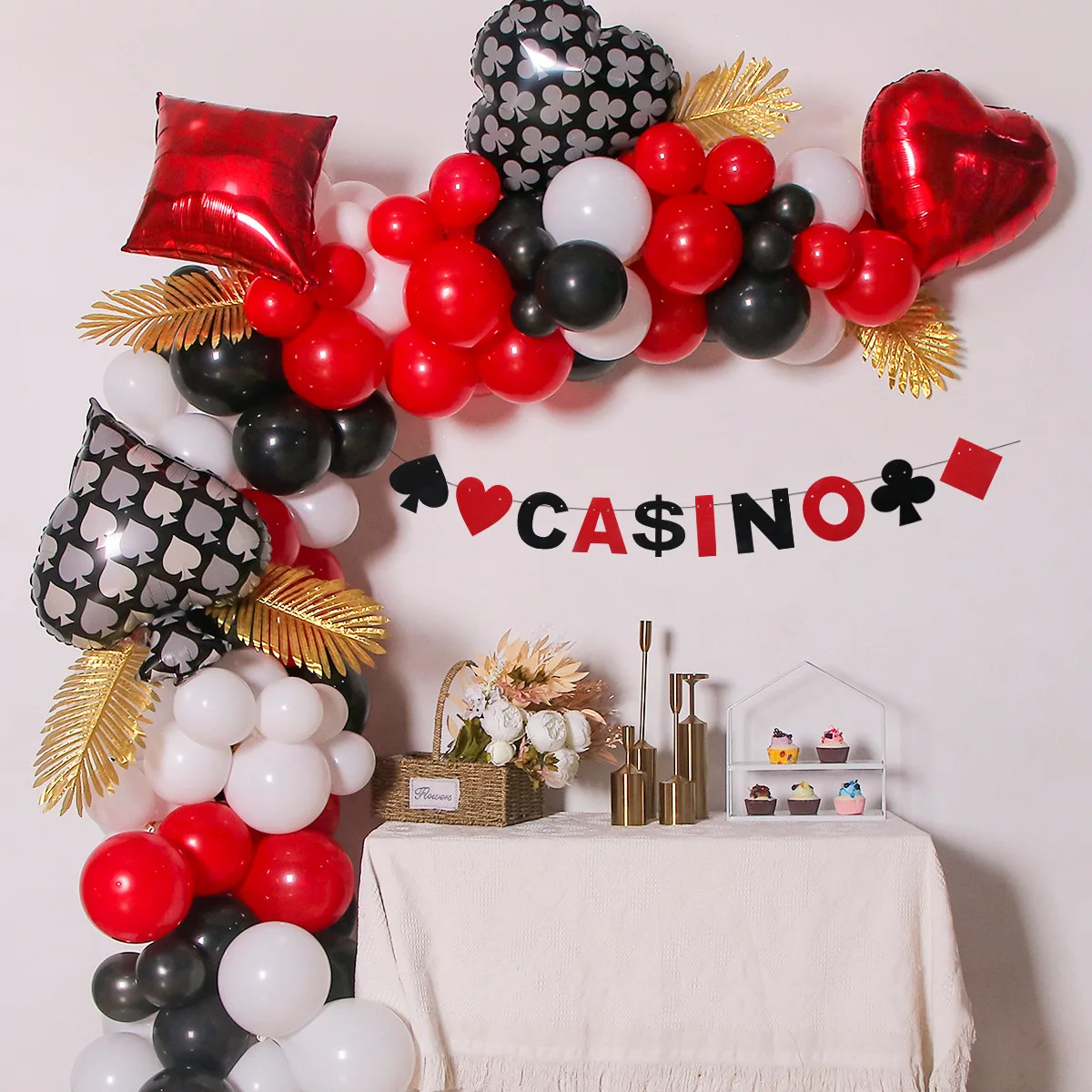 Avezano Casino Night Backdrop – Las Vegas Poker Dice Banner, 70.8x43.3 Inch, Blue Polyester - View #2