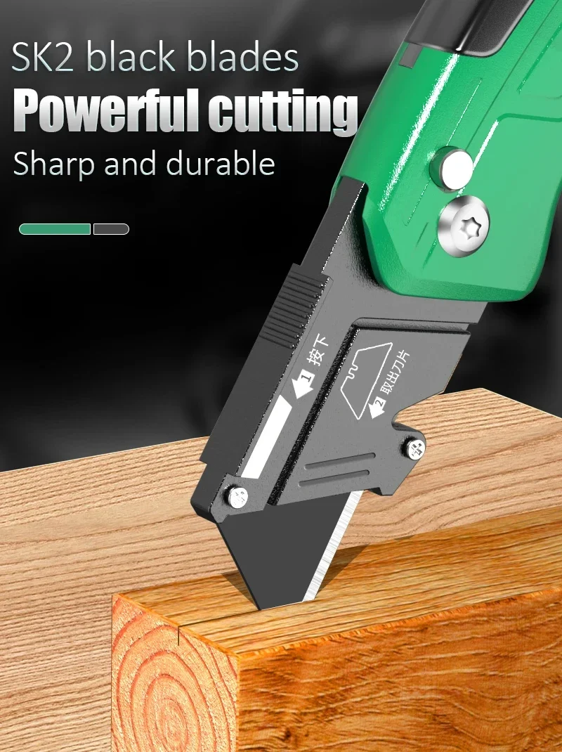 LAOA Hochleistungs-Klappmesser aus Aluminiumlegierung, Verstellbares Kunstmesser, Tapetenmesser, Leder-, PCB- und Acrylplattenmesser – Detail 8