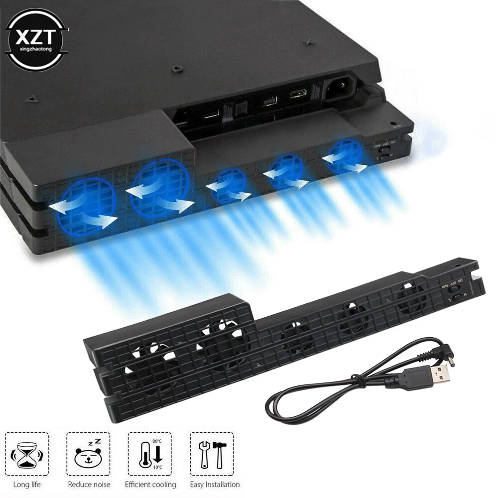Gaming Cooling Fan PS4 Pro Temperature Control for PS4 Host Rear Game Console Computer Accessories