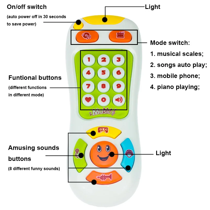 Moni Spielzeug-Musikinstrument Kinder Musik Telefon Smart, Remote YL5047  Tasten, Musik, Lichteffekte