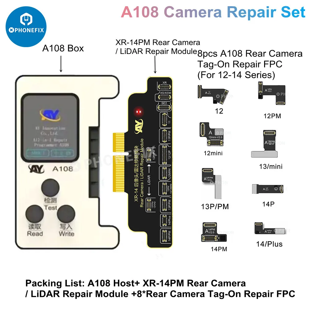 AY A108 True Tone Face ID Battery Programmer for iPhone X - 14ProMax Battery Original Color Repair Dot Matrix Repair Flex Cable