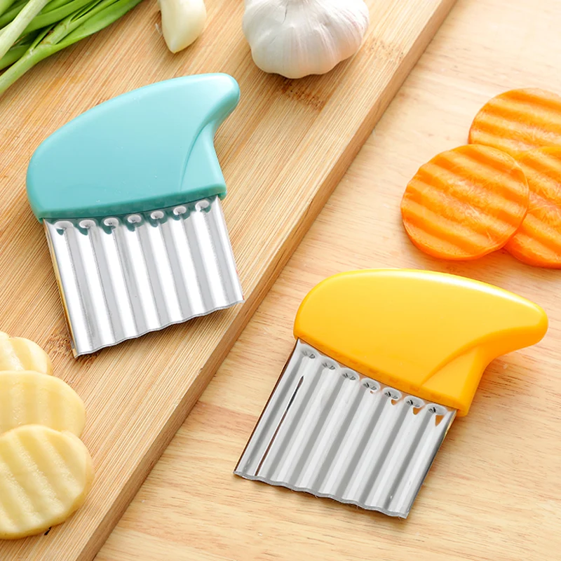 Potato Wavy Cutter Stainless Steel Potato Chips Slicer French Fry Cutter Knife Vegetable Cutting Tools Kitchen Gadgets