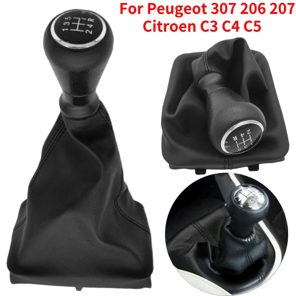 O³ Pommeau de Vitesse compatible Peugeot 206, 207, 307 / Citroën C2, C3,  C4, C5, Picasso, et d'autres modèles - Boîte manuelle - Notice en Francais  (Gris avec Adaptateur) : : Auto et Moto