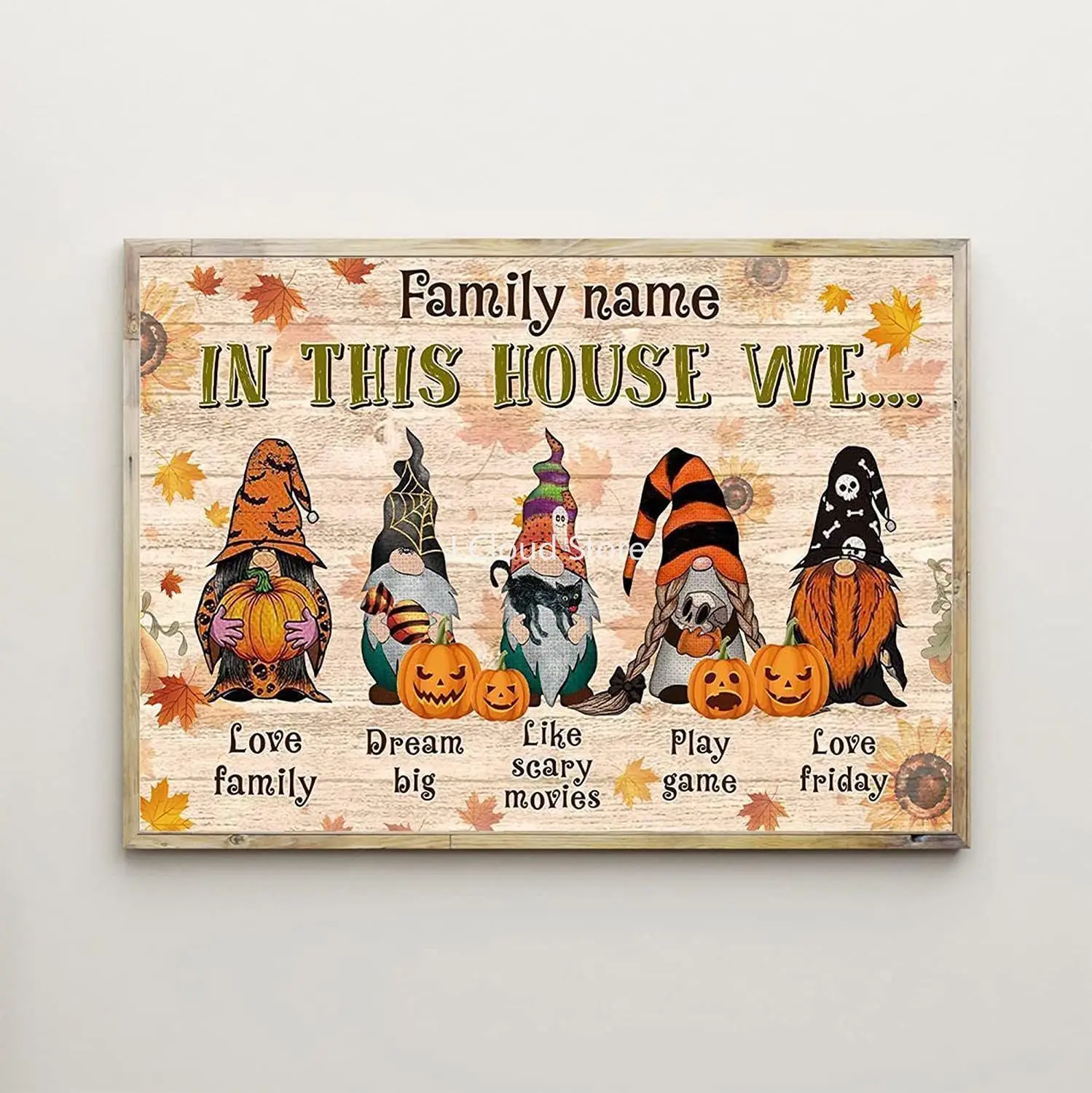

Retro Metal Signs For Wall Art Decor Family Name in This House Autumn Gnomes Halloween Gnome Novelty Metal Sign Retro