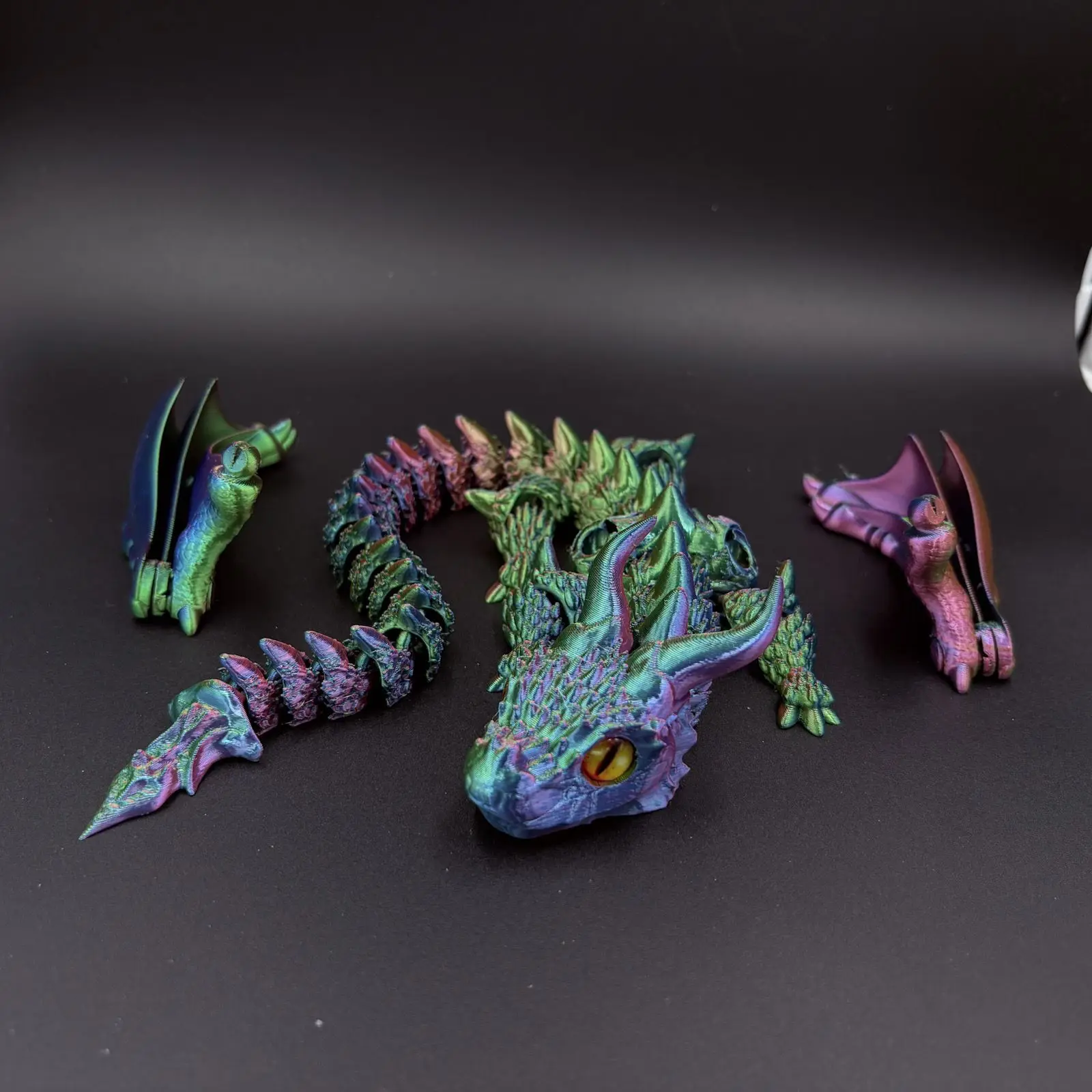22-30CM 3D Printed Simulated Eyes Flying Dragon Baby Ornaments Joints Can Move Dragon Rockery Fish Tank Landscaping Decoration 6