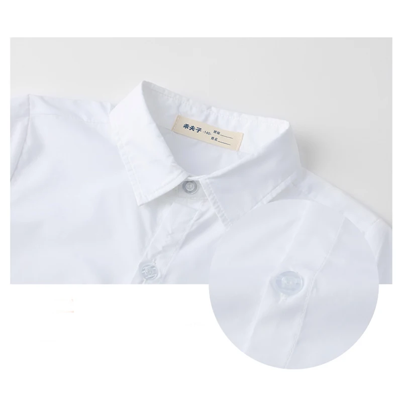 Children's White Shirt Boys' Short Sleeves Middle School Student Blue Tops Summer Performance Graduation Primary School Uniforms