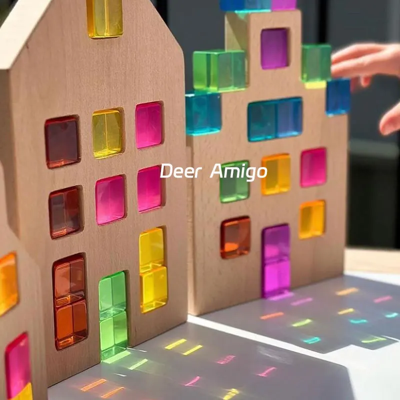 Acrylic Cubes Blocks Gem Blocks Kids Learning Color Light & Shadow