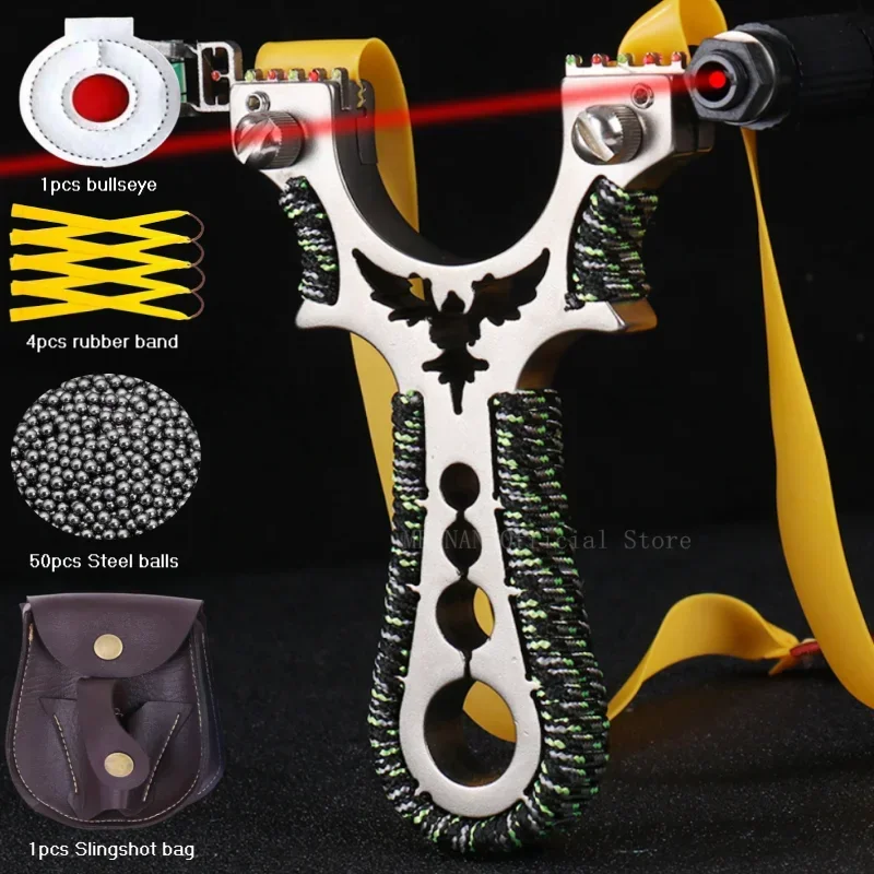 

Рогатка из нержавеющей стали для лазерной стрельбы, Рогатка с плоской резиновой лентой, катапульта, аксессуары для спорта на открытом воздухе, охоты