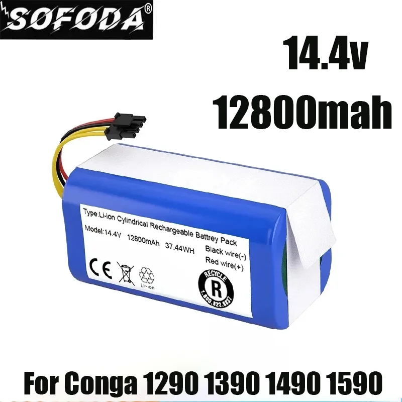 

14.4V 12800mAh Lithium-ion Battery For Cecotec Conga 1290 1390 1490 1590 Robot Vacuum Cleaner Battery Gutrend Echo 520