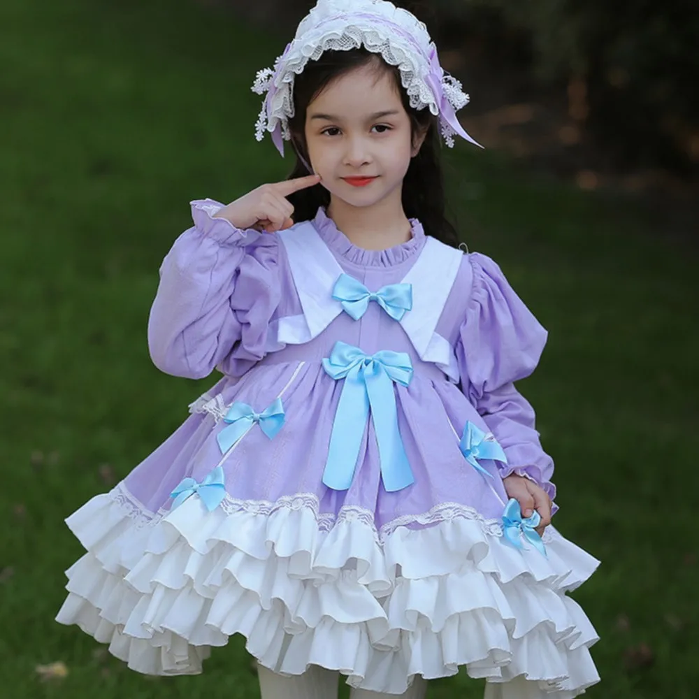 

2024 Spring and Autumn New Children's Girl's Bubble Sleeves Princess Dress Lolita ropa de niña