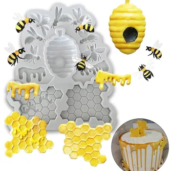 12 Cavity Honeybee Honeycomb Bee Silicone Molds for DIY Cake Fondant Biscuit Cookies Soap Sugar Pudding Chocolate Hard Candies