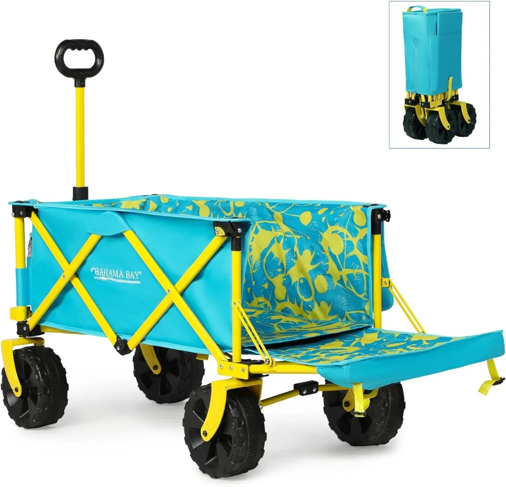 

Beach Wagon Cart with Big Wheels, Collapsible Utility Wagon Heavy Duty Folding,Ideal for Outdoor Sand Camping Garden