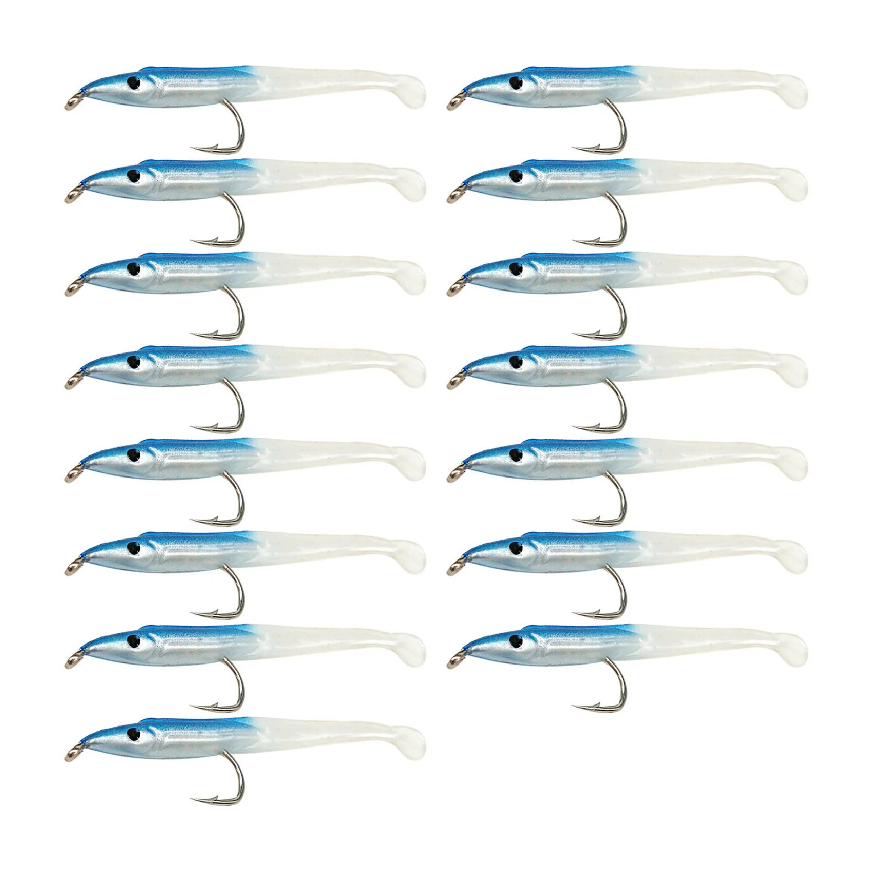

SUNMILE Fake Fishing Lure Sea Fishing Lure Bait with Hook Eel Bionic Bait 5cm/0.6G T Tail Soft Insect Simulation Bait 15Pcs Blue