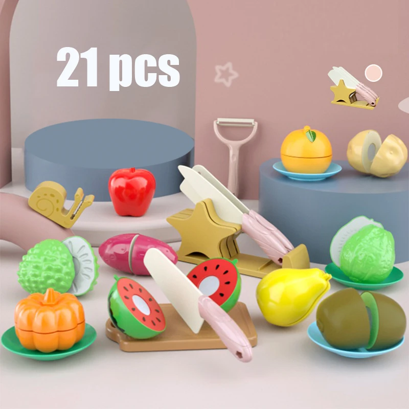 thumbnail image 1 of Juguetes de cocina para niños, juego de simulación de cocina para cortar frutas y verduras, juguete educativo para niños y niñas, 1 of 5