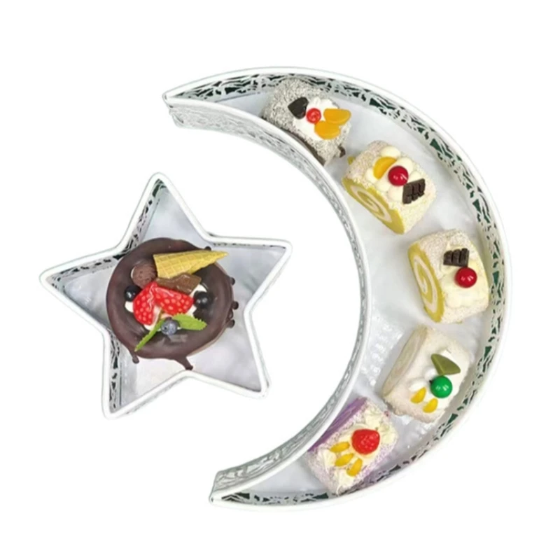E8BD Ramadan- Moon Wrought Iron Decorations Eid Fitr- Crafts Ornaments Southeast Asian Gifts Home Dessert Tray