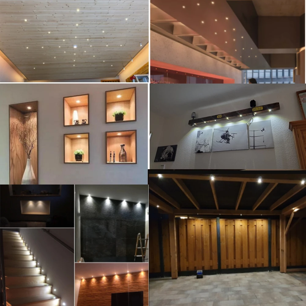 Description Picture 2 of itemSmall Spotlight LED 12V 1W IP65 Mini Downlight Dimmable Indoor Outdoor Cabinet Stairs Light 15mm Recessed Spots Ceiling Lighting