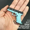 Metal Mini Tactical Key Chain 1:3 G17 Keychain Tiny Pendant for Decorative Ornament Collection Christmas Gift for Men Army Fan 1
