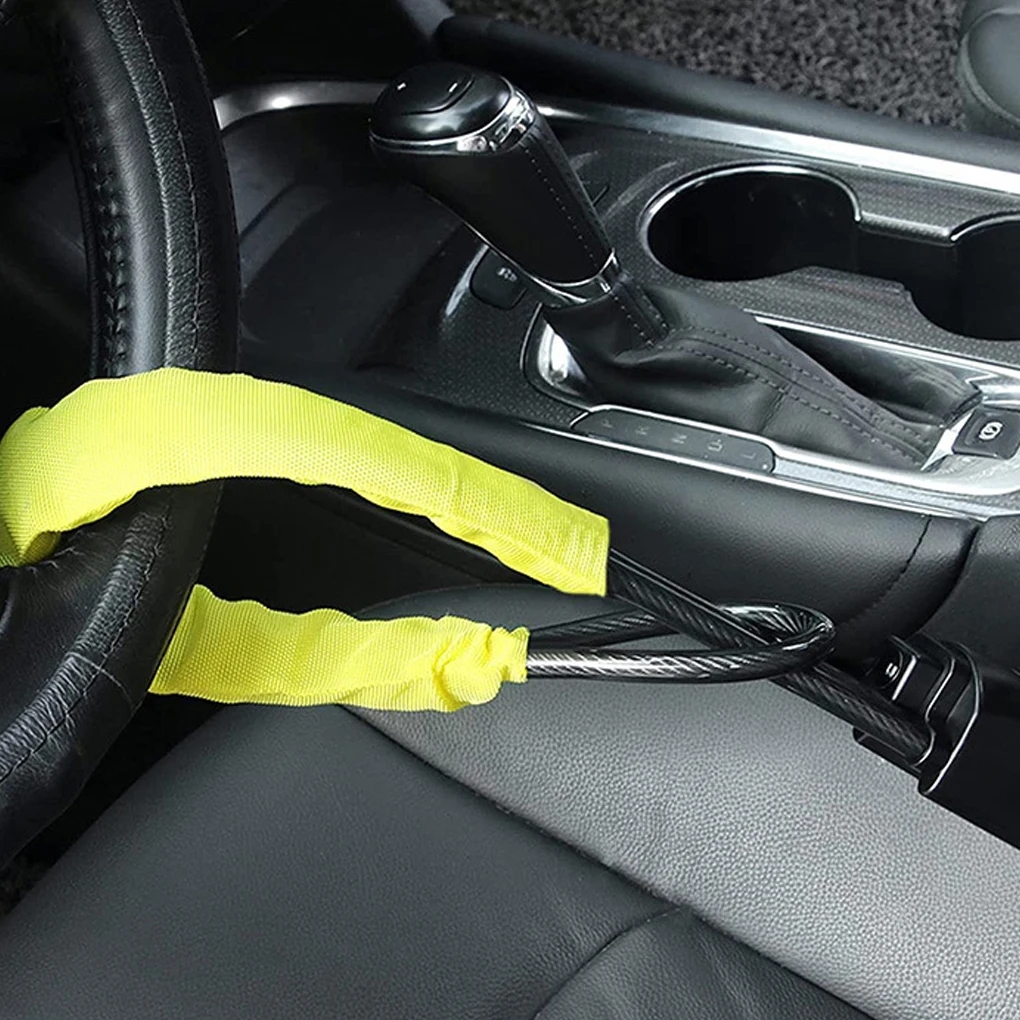 

Car Steering Wheel Lock Rope Locks Portable Alarm Anti-Theft Devices Security Locking Safety Snap Buckle with Keys