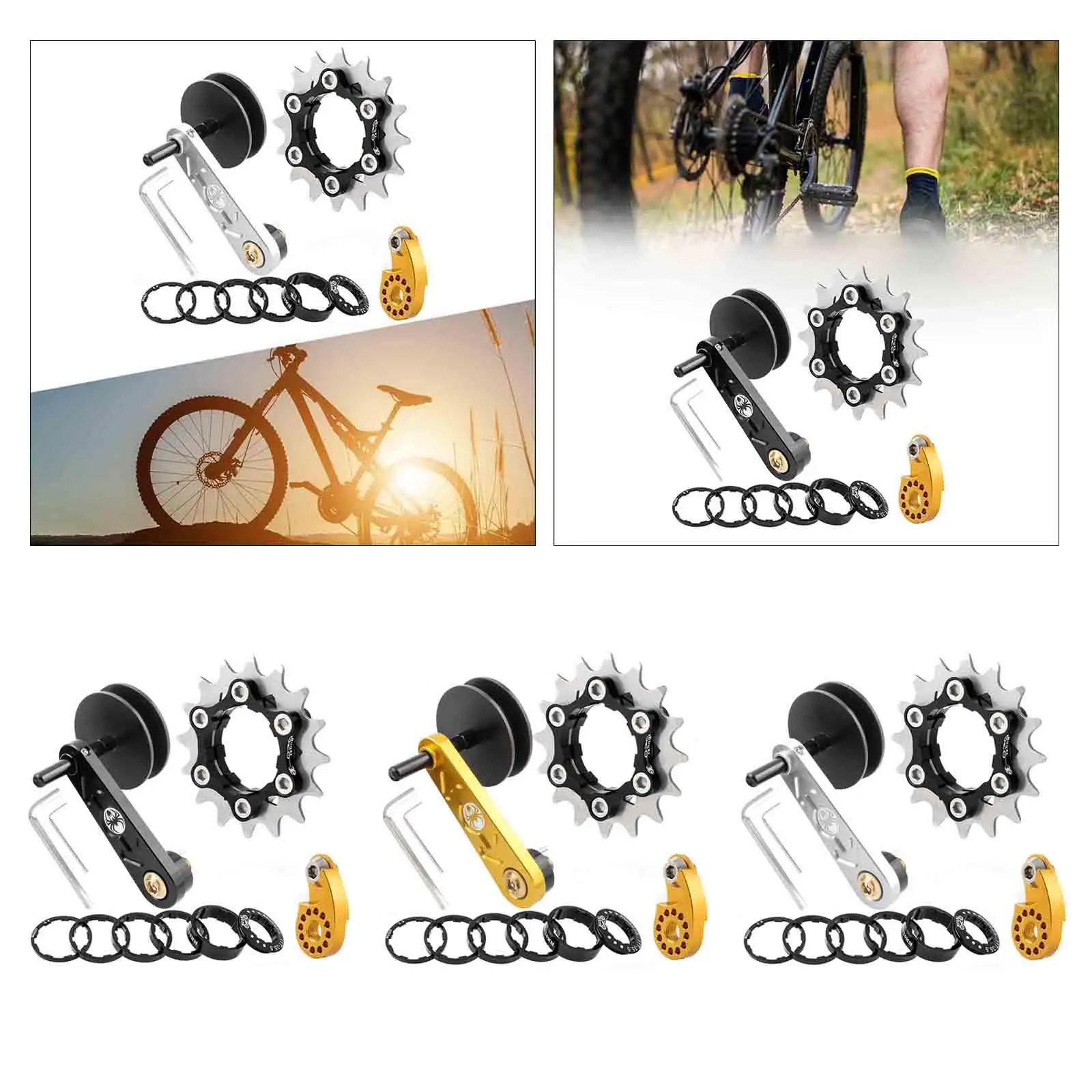 Single Speed Conversion Set 16T Flywheel Outdoor Biking Bicycle Freewheels Parts Chaining Converter Base Gaskets Torque Adjuster