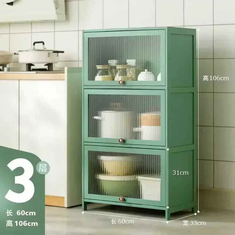 Modern Bakers Rack for Kitchen Cabinet Storage, 5 -Tier Microwave Stand with Flip Door Cabinet, Bamboo with Pegboard for Kitchen