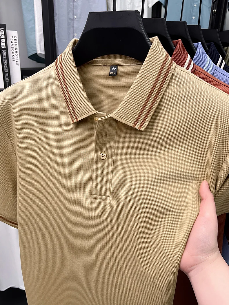 100% pure cotton men's short sleeve polo shirt high-quality fashion soft comfort striped decoration summer casual T-shirt top 21 S344a5ff617a14c828494a60e328ad6dcp