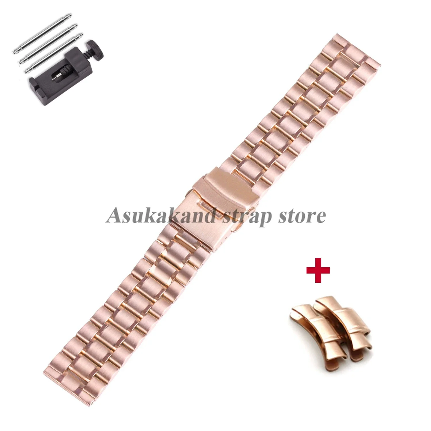 Stainless Steel Watch Strap with Folding Buckle – Universal Replacement Band