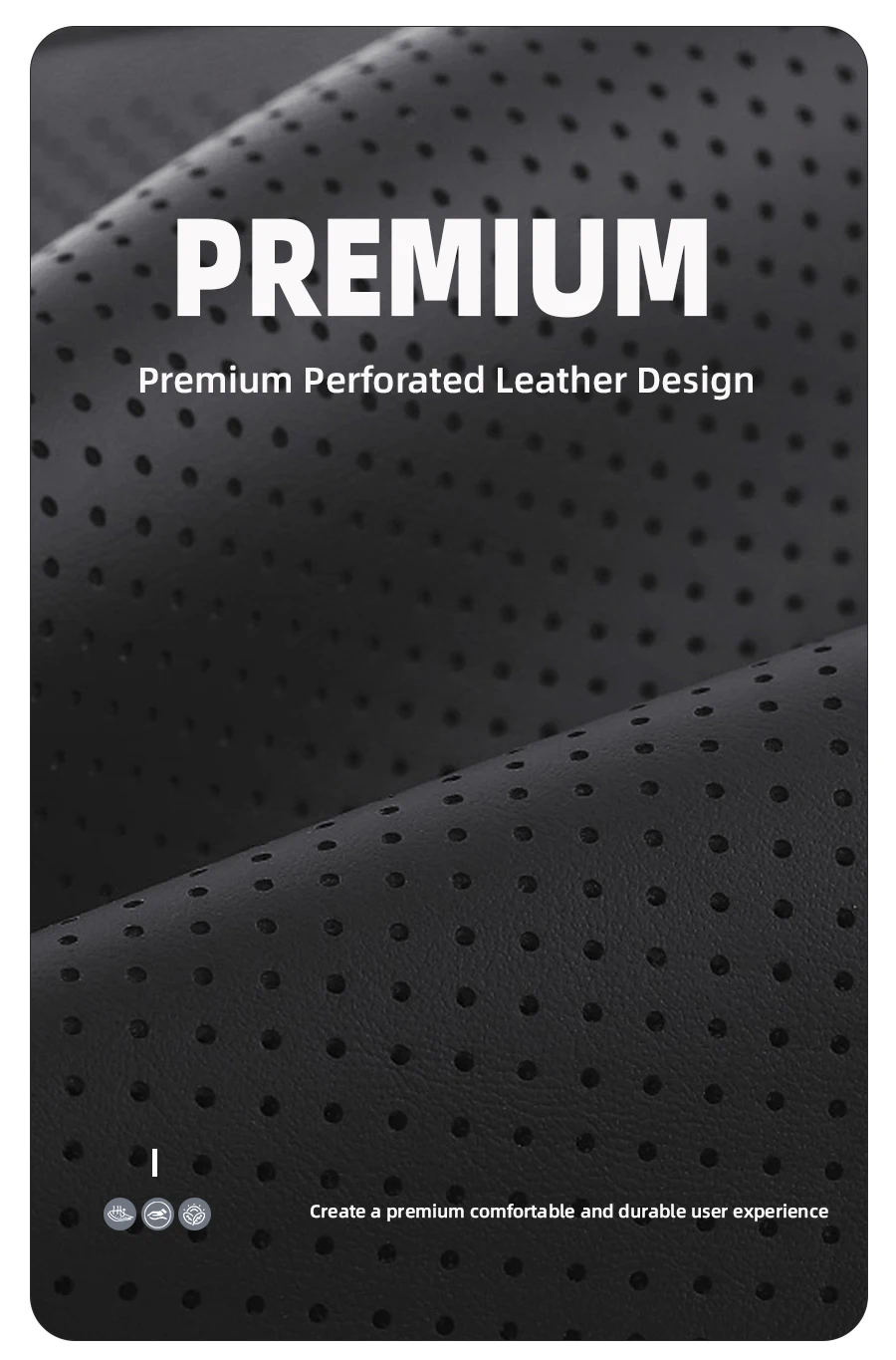 Geeignet für Infiniti, atmungsaktiver Loch-Leder-Lenkradbezug, segmentiertes Schnellverschluss-Design, rutschfest und langlebig, Q50 G37 Fx35 G35 Q45 Qx50 Qx60 Qx70 Ex25 Q30 Qx80 Q60 Q70 Q80 Q35 Q50L Qx55 – Detail 6
