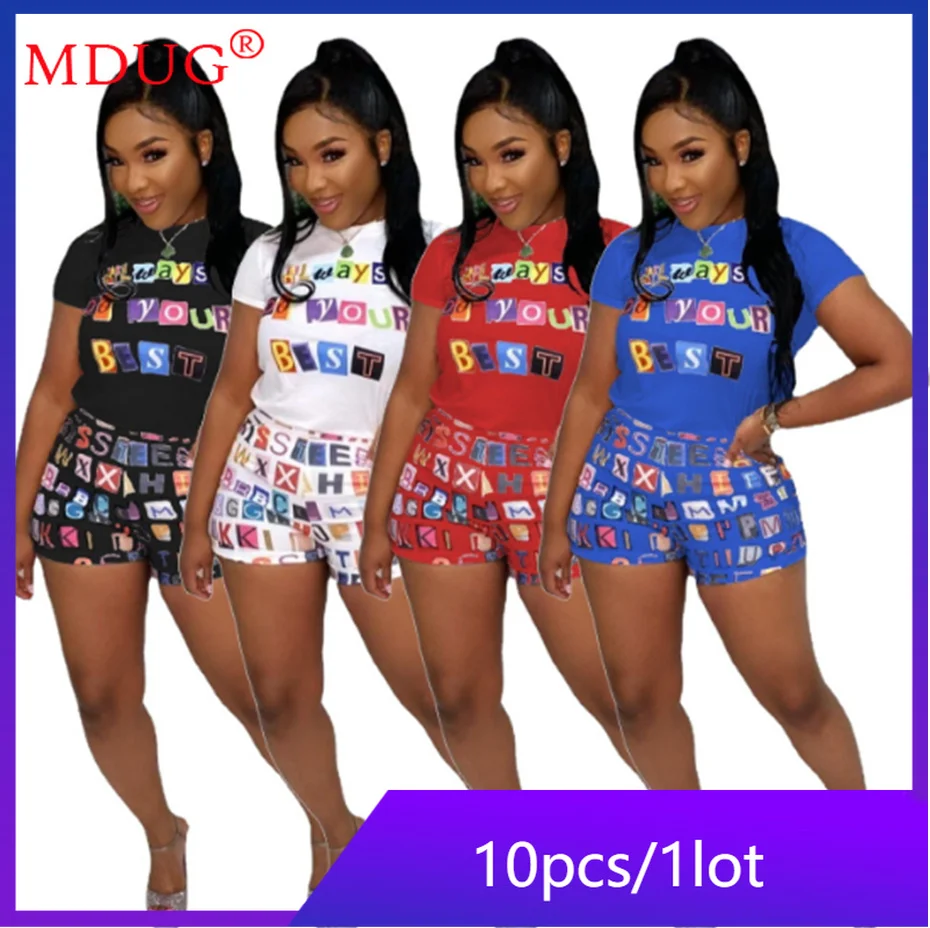 10sets Wholesale Items Women Tracksuit Summer Casual Tshirt Shorts 2