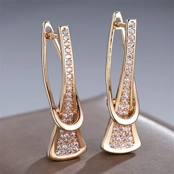 Creative High Heels White Zircon Hoop Earrings For Women Vintage Fashion Gold Color Ear Buckle Wedding Jewelry Mother's Day Gift