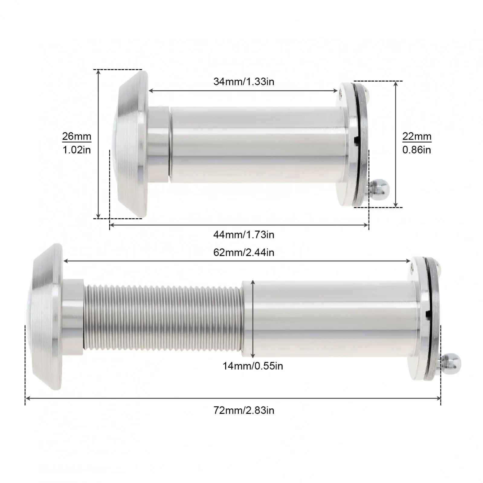 보안 엿보기 구멍 HD 문짝 뷰어, 34-59mm 문짝 두께, 회전 프라이버시 커버 포함, 14mm, 180 도