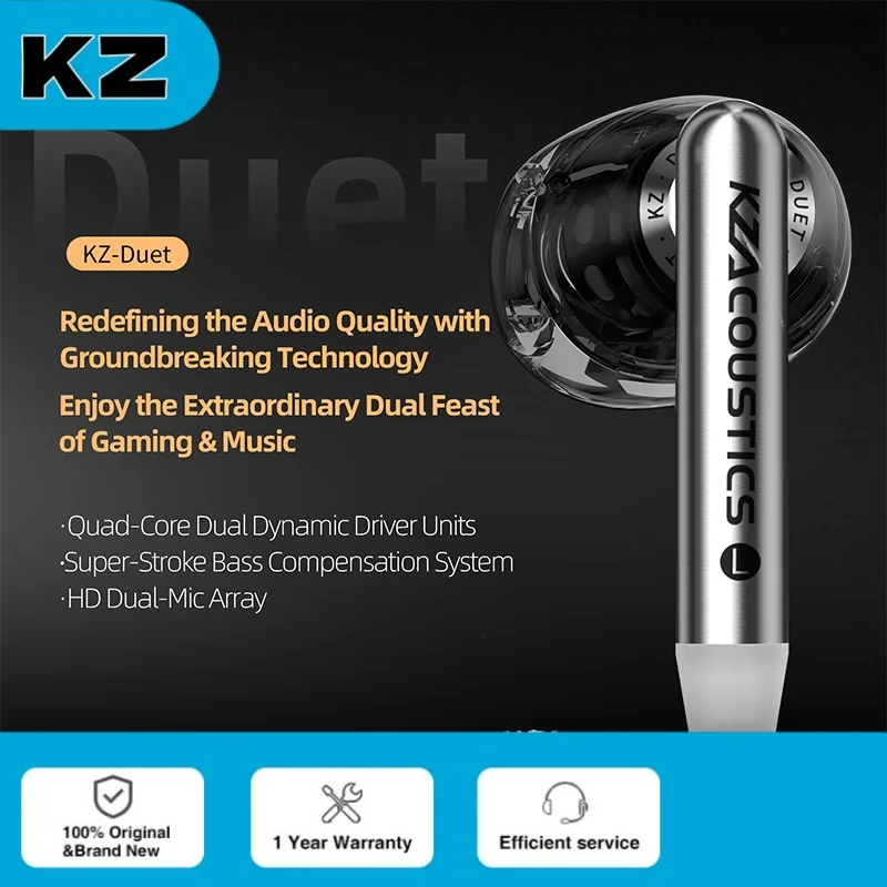 Auricolari KZ Duet Dual Dynamic Driver Units Auricolari cablati in-ear_voghion.com