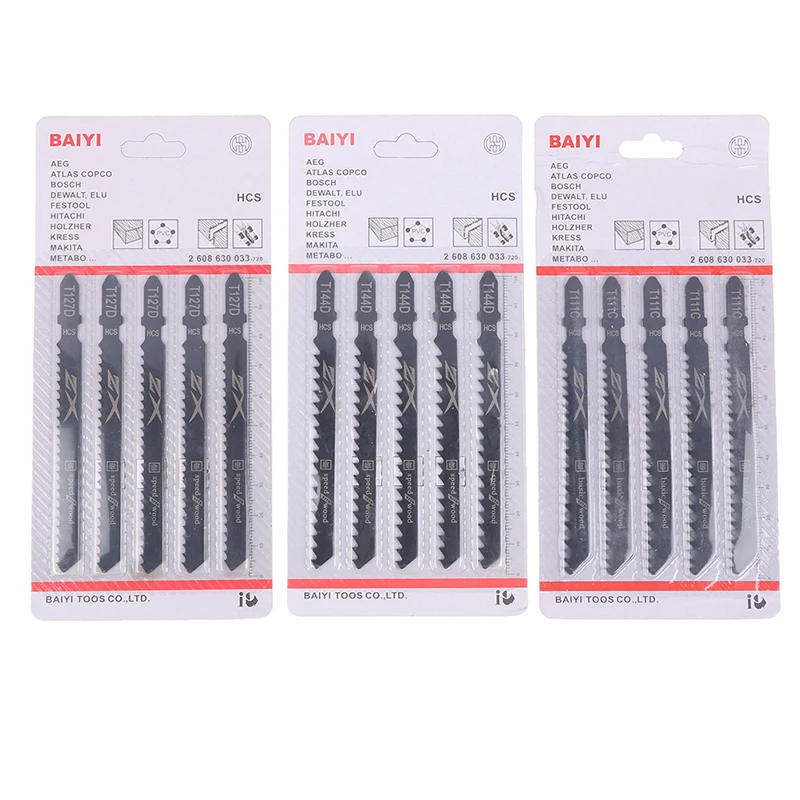 5PCS T144D T127D T111C Multi-Purpose Jigsaw Blades Assorted Jig Saw Blades Set Woodworking Saw Blade For Cutting Wood Metal Tool