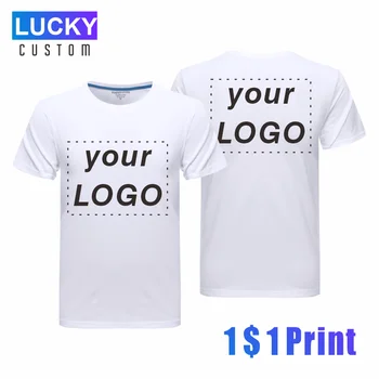 T-Shirt girocollo da uomo in cotone 100% stampata personalizzata Logo ricamato sport Fitness top manica corta camicia da corsa 4xl