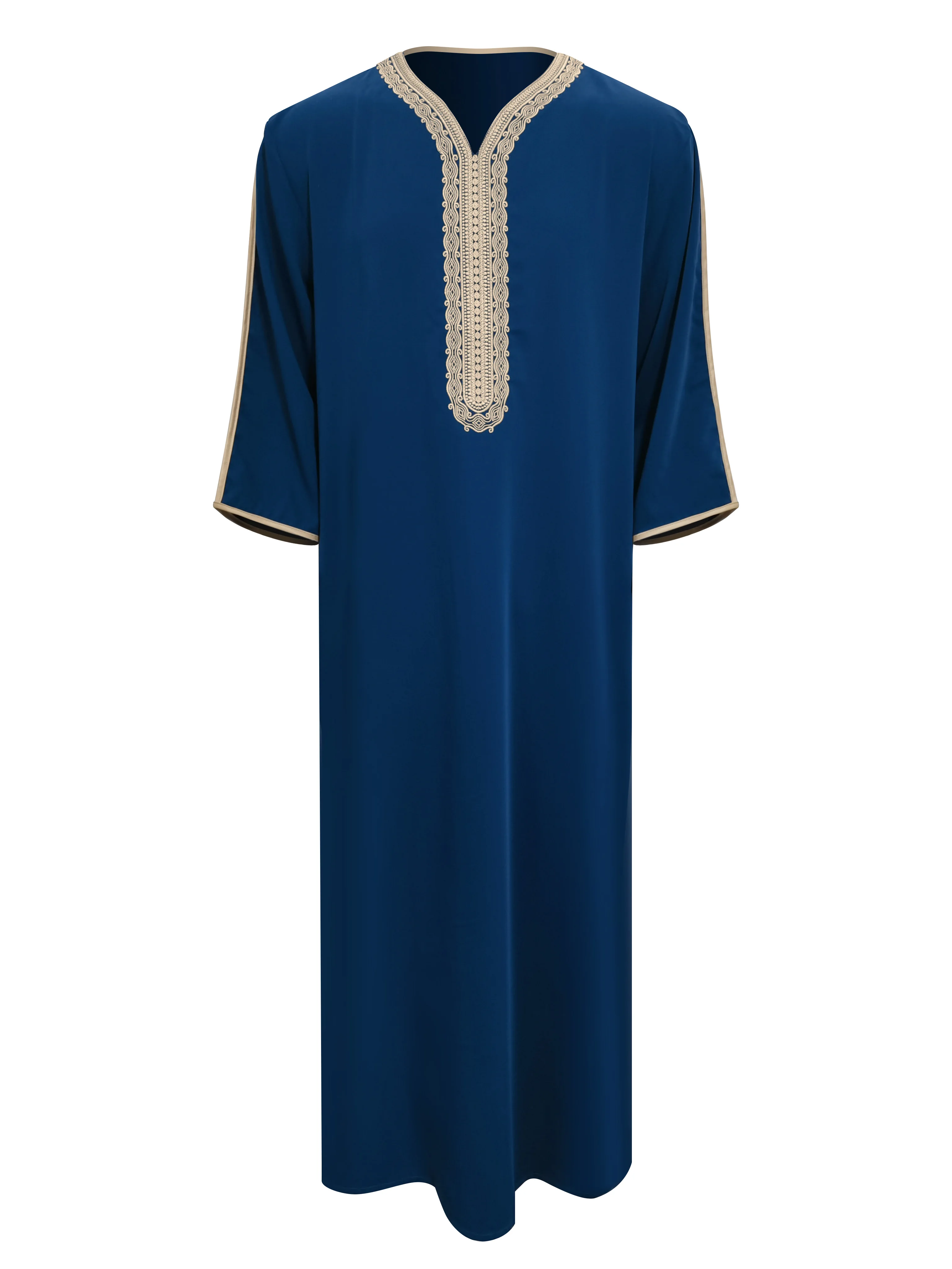 قفطان مطرز بأكمام طويلة للرجال ، روب أبيض للمسلم ،...