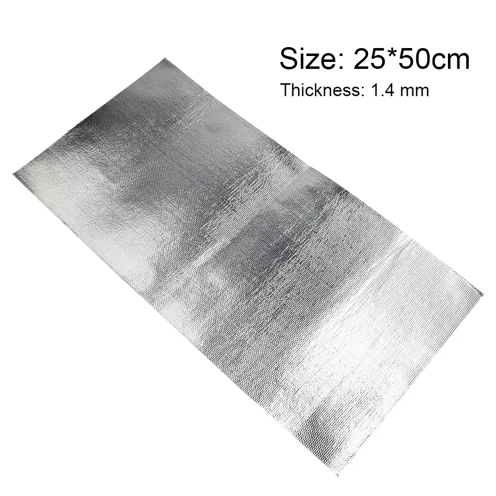25x50cm Car Heat Protection Film Fireproof Heat Insulation Mat E-glass Fabric With Aluminum Coated High Temperature Resistant