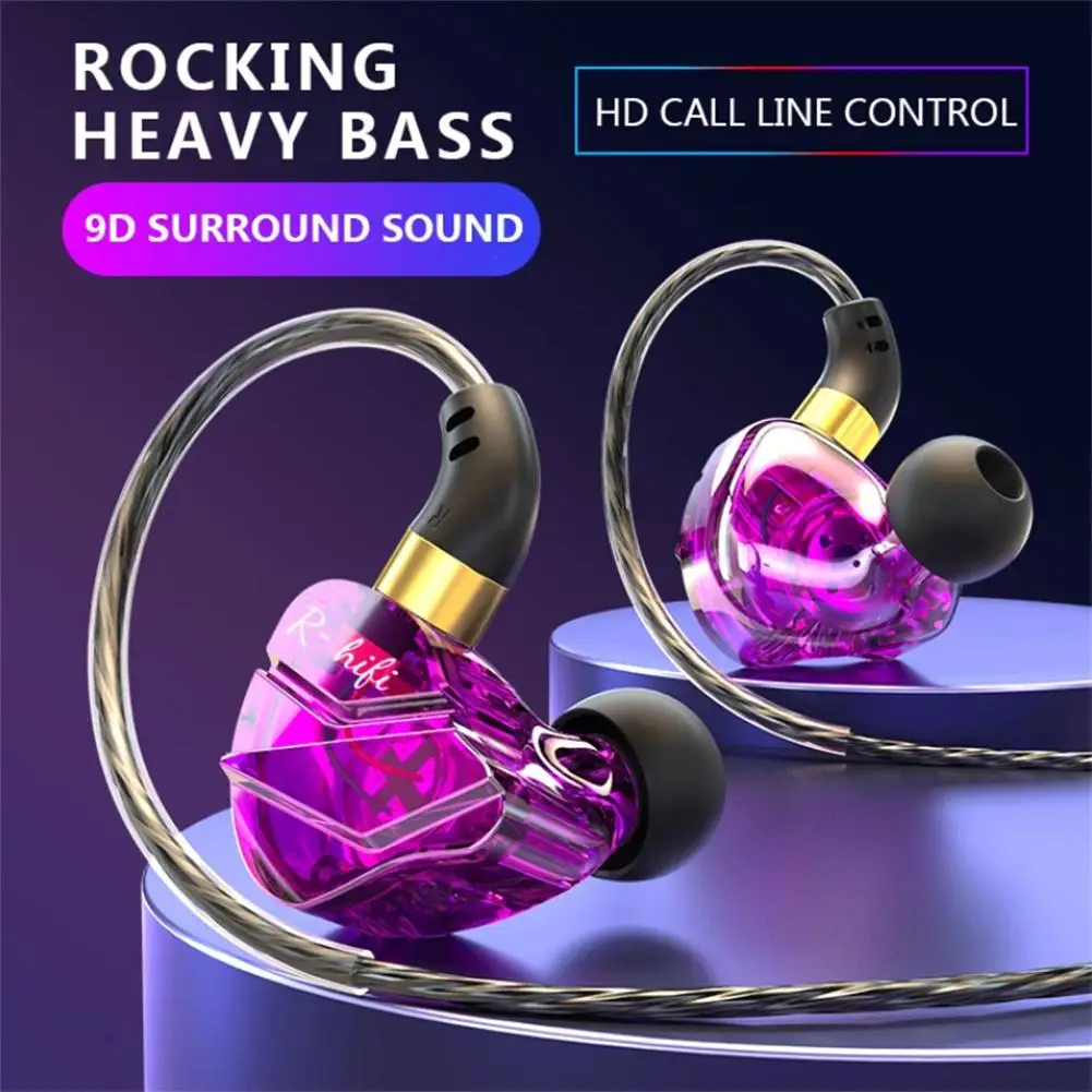 Cuffie Sportive 3.5Mm In-Ear Wire Control Auricolare Con Microfono 9D Surround Hifi Sound Music Headset Per La Corsa All'Ingrosso