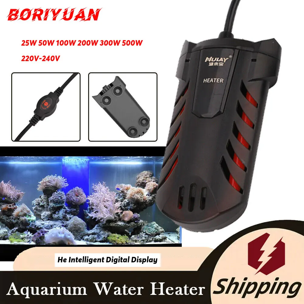 

220V-240V Adjustable Temperature Intelligent Digital Heater 25W/ 50W/ 100W/ 200W/ 300W Submersible Aquarium Fish Tank Water Heat