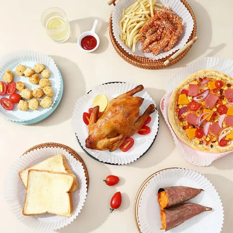 Air Fryer Paper Liners Disposable Oil-Proof Waterproof Baking Paper Round Square And Rectangle Parchment Kitchen Party Supplies