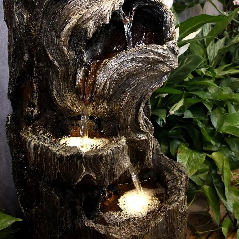 Outdoor Cascading Waterfall Tree Trunk Fountain image 3