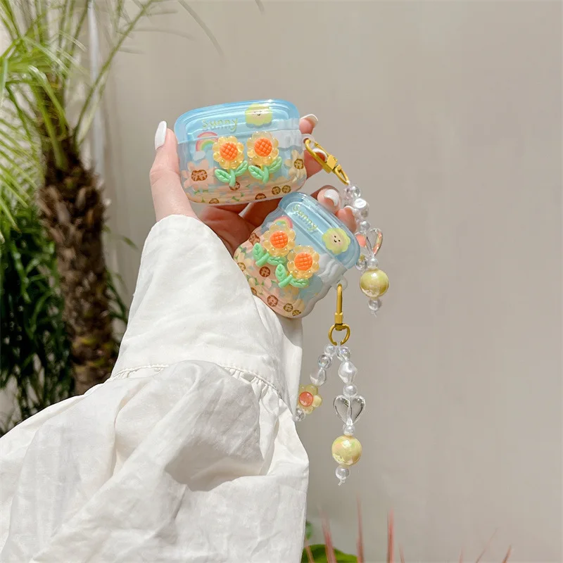 

Fashion Cute Summer 3D Sunflower Bluetooth Headset Cover for Airpods 1 2 3 Pro Pro2 Airpods Case Girls' Favorite